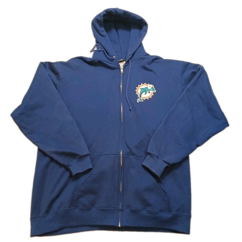 Miami Dolphins Full Zip Hooded Jacket NFL Team Apparel Pockets '97-'12 Logo.